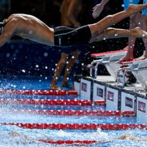 Manuel Frigo of Italy competes in the swimming 4x100m Freestyle Relay Men Final during the 22nd World Aquatics Championships at the WAC Arena in Singapore (Singapore), July 27, 2025.